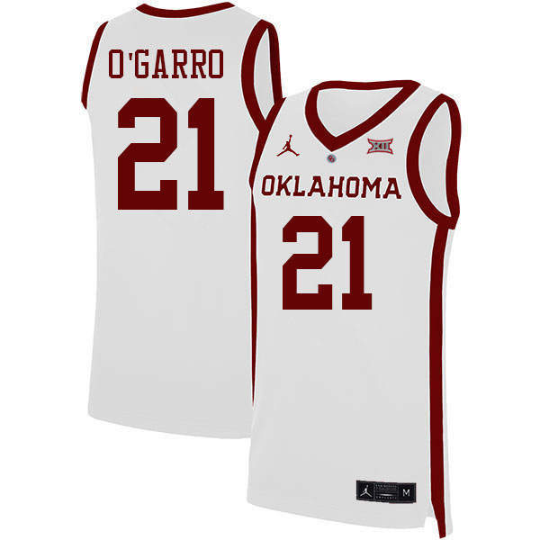 Oklahoma Sooners #21 Josh O'Garro College Basketball Jerseys Sale-White